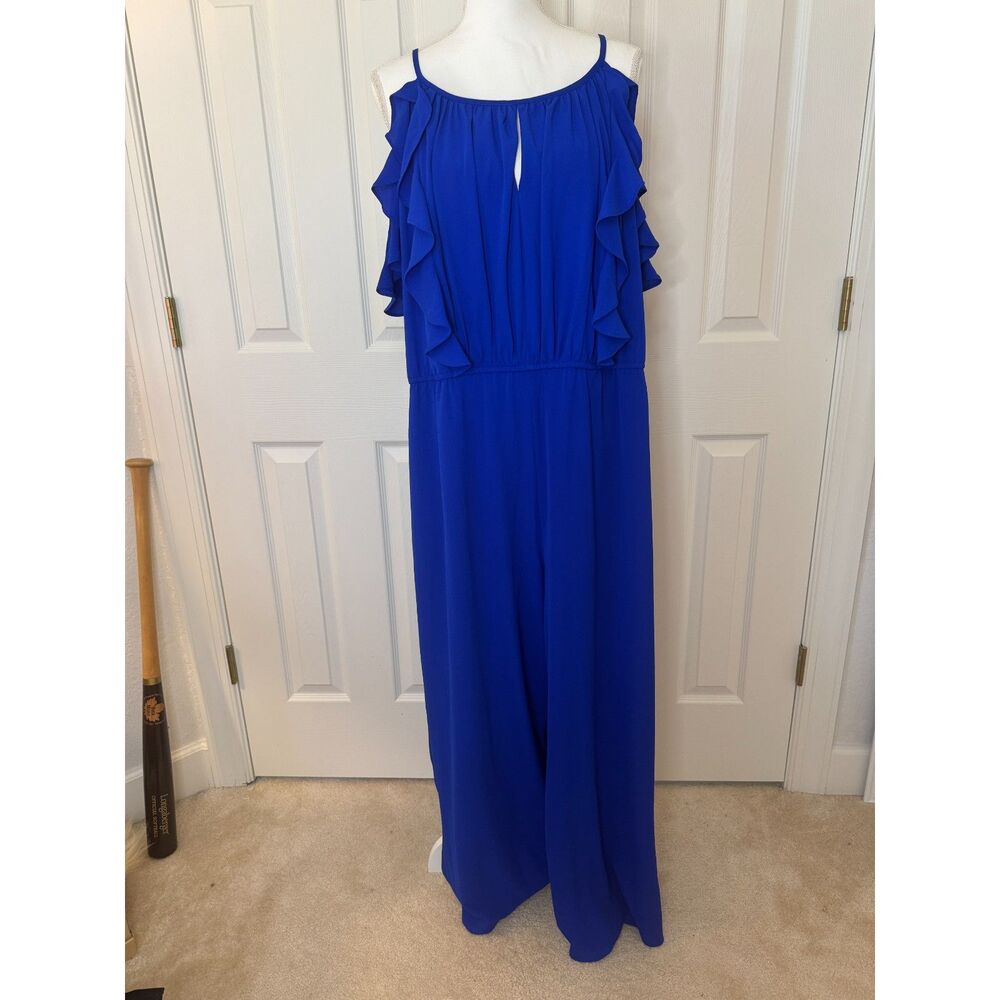Lane Bryant Royal Blue Cobalt Cold Shoulder Jumpsuit Size 18